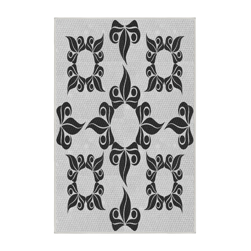 Tapis blanc/noir tissé à la machine, Rectangle 3 pi x 5 pi