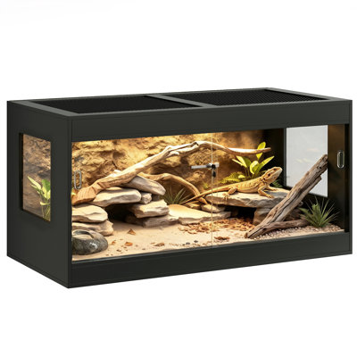 Terrarium de 454 litres (120 gallons), 120 x 60 x 60 cm (4 x 2 x 2 pouces), empilable, portes coulissantes en acrylique, toit entièrement grillagé, grand terrarium pour reptiles CAGE006B