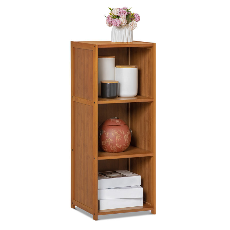 Brown Bamboo 3-Shelf Adjustable Modern Bookcase