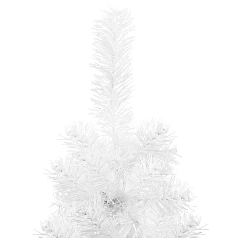 Demi-arbre de Noël artificiel blanc en PVC mince avec incrustations décoratives peu encombrante, Blanc, H 8 pi