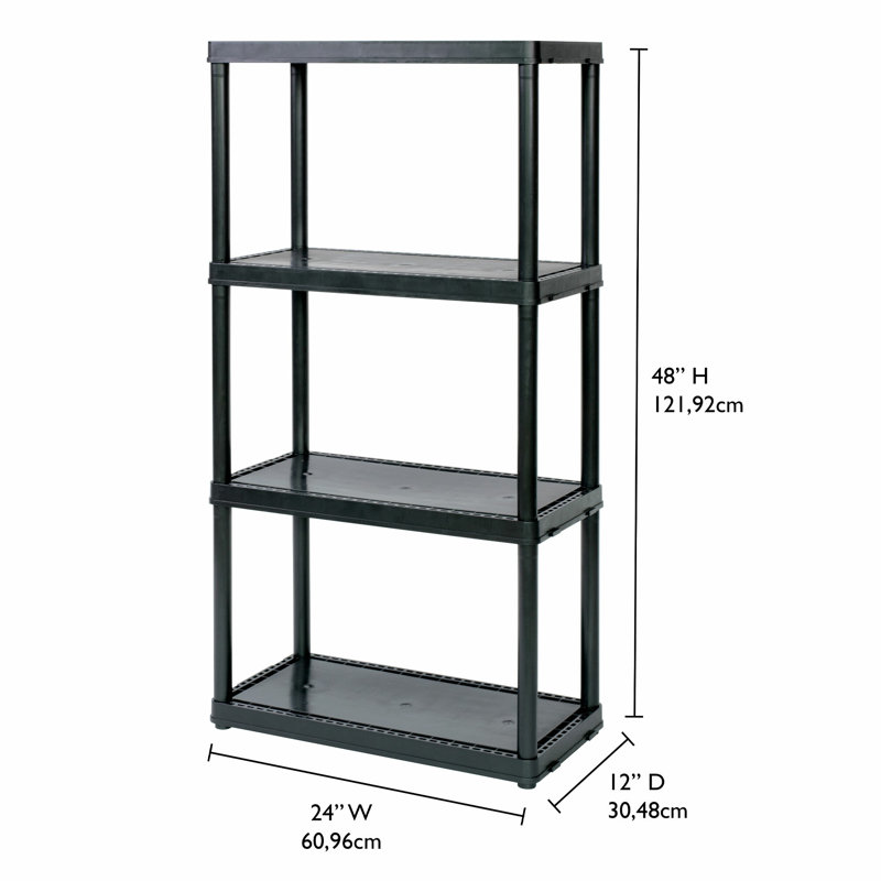 Gracious Living 4 Shelf Fixed Height Solid Light Duty Home Storage Unit