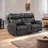 Hirah Dark Gray Microfiber Manual Recliner Loveseat With Cupholder Function And Built-In USB Port