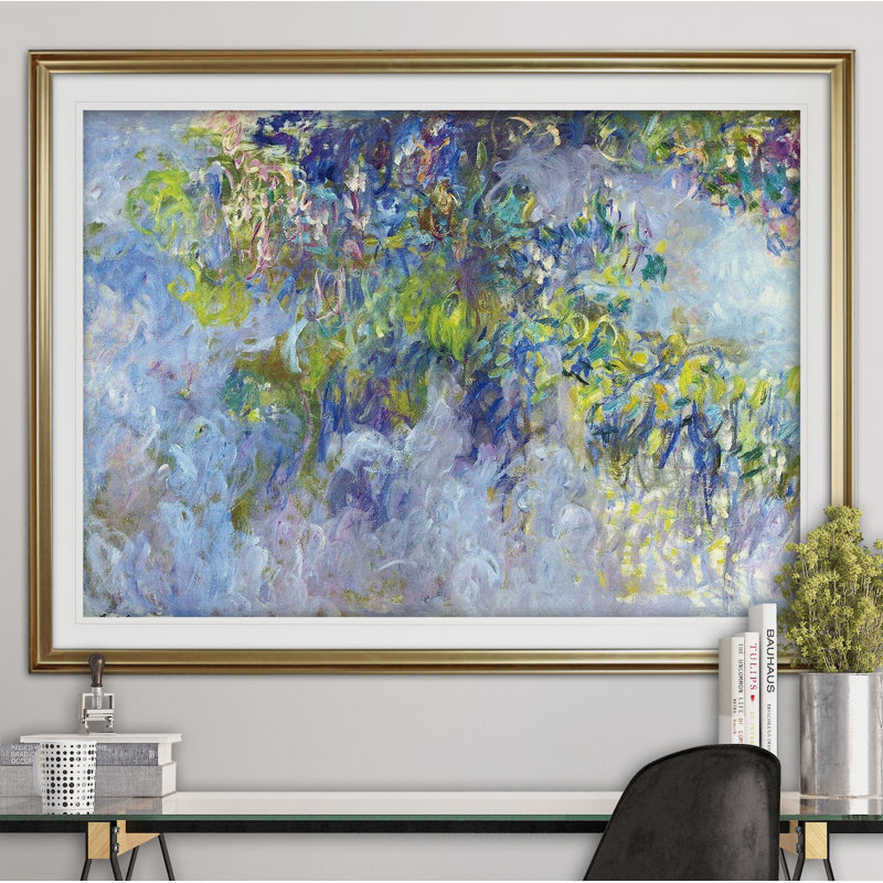 Wisteria by Claude Monet - Print, Framed Print, 31" H x 43" W, Gold