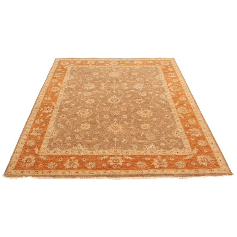 Tapis brun torsadé noué à la main 8 pi 0 po x 10 pi 6 po Chobi