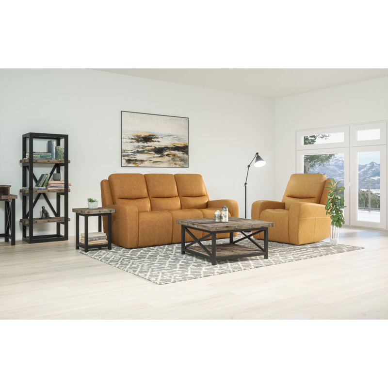 Keppler Light Brown Solid Acacia Wood and Metal Square Coffee Table