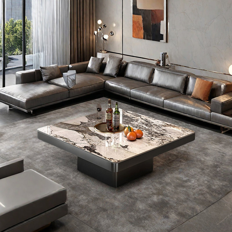 Luxury-Style Square Granite Slab Coffee Table