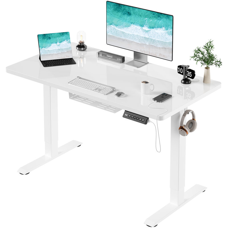 ONE PIECE Height Adjustable Standing Desk With Memory Smart Panel Office Electric Standing Computer Desk With USB Charge