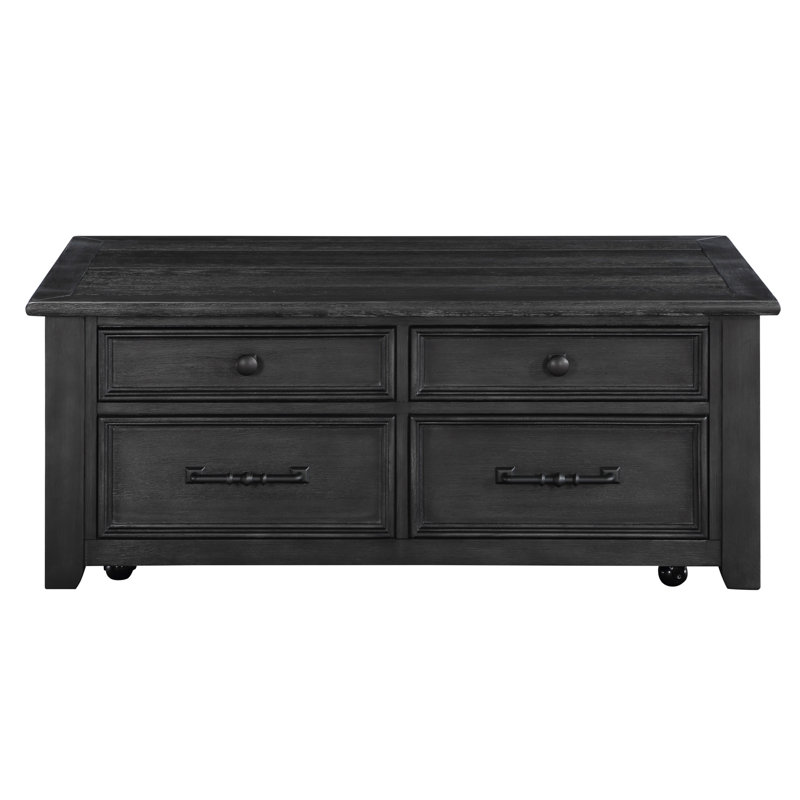 Lift Top Coffee Table With 2-Drawers, Black/Black
