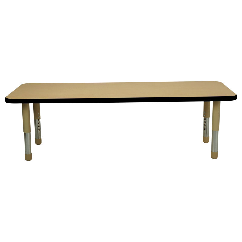 Table rectangulaire d'activités en T avec moulures totales réglables, H 18 po x l 60 po x P 24 po, Beige, Beige/noir