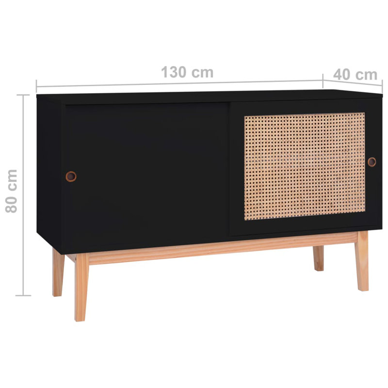 Kerwin 130cm Sideboard, Black/Light Brown