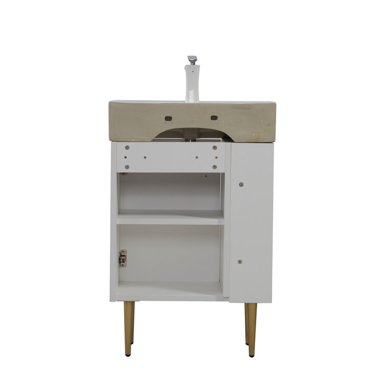 Base de meuble-lavabo 21,6 po seulement, tablette ouverte à gauche, blanc 24V06-21WHL, Blanc