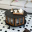 Table basse 31,5 pouces ronde à trois portes avec rangement, table basse moderne en placage de bois véritable-1280699328