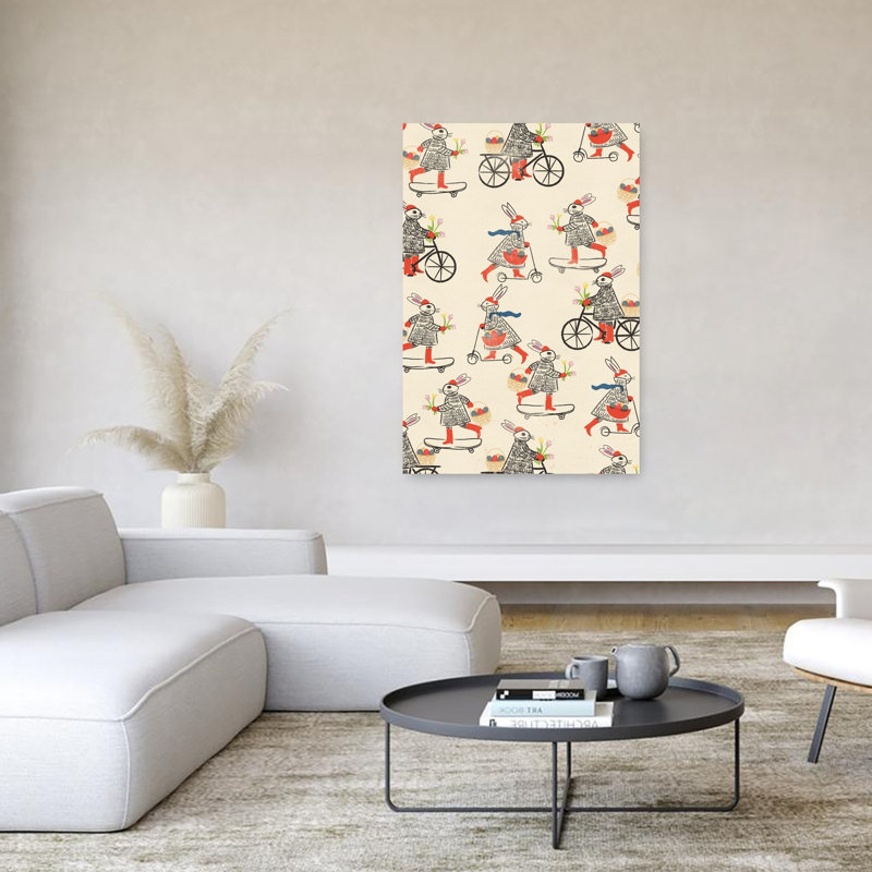 Reproduction d'art mural fantaisiste de lapins de Pâques fantaisistes, 60" H x 40" W