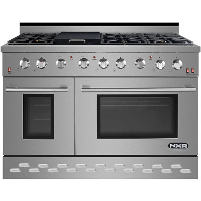 2 Piece Kitchen Package with Liquid Propane 48"" 7.2 cu. ft. Freestanding Gas Range with Griddle and Hood -  NXR Professional Ranges, SC4811LPRHBD