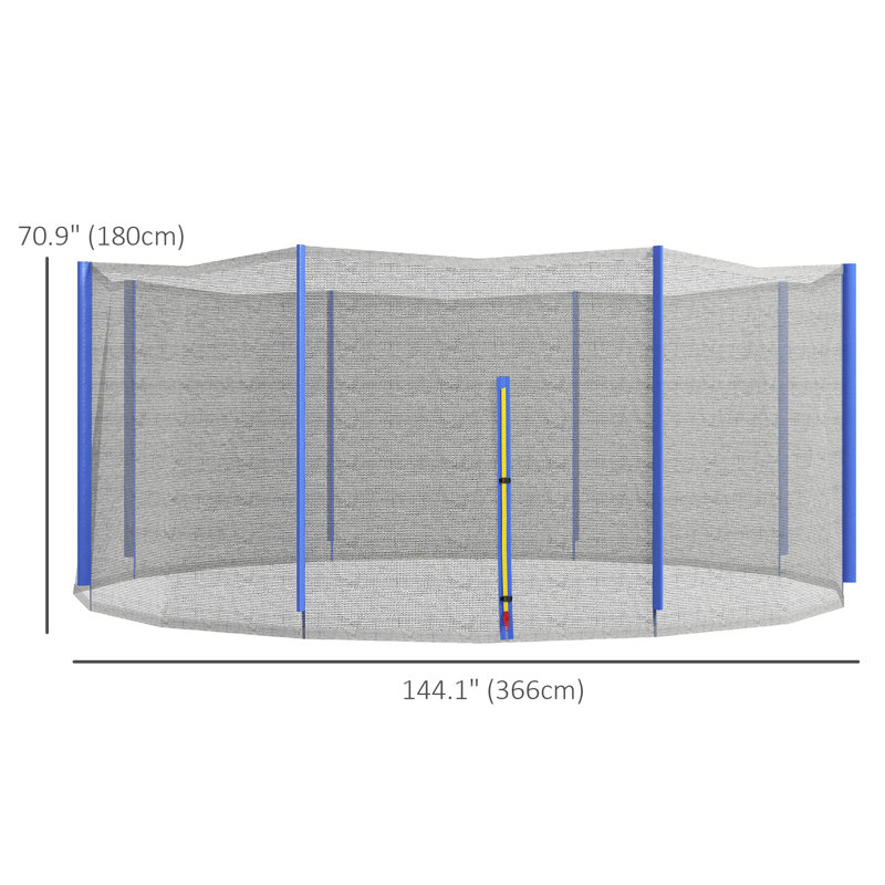 Filet de remplacement pour trampoline, H 70,9 po x l 144,1 po x P 144,1 po