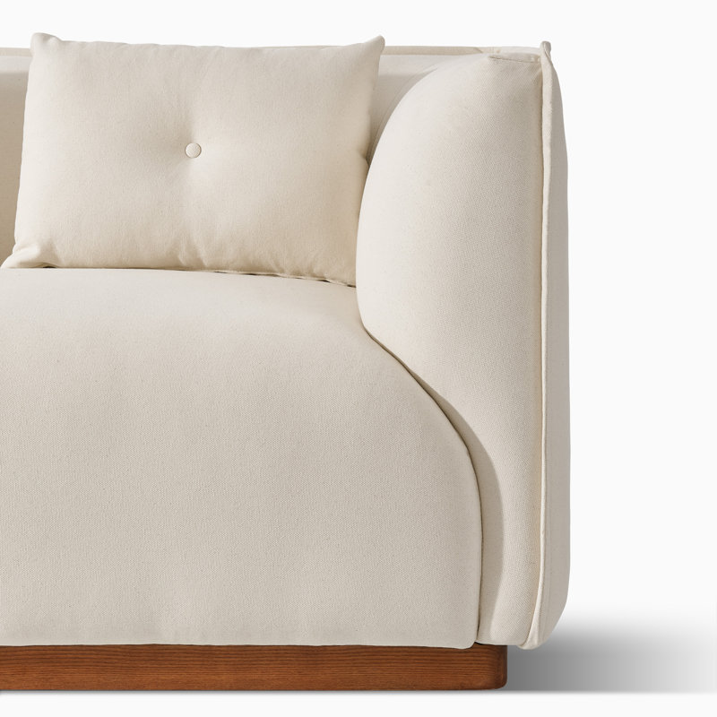 Causeuse 91 po 2 places en tissu de coton blanc avec housse anti-éclaboussures 91 po, White Cotton