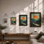 Sunset Over Fractured Land Geometric - Print-1489819961-1489819967