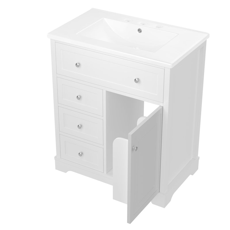 76 mm Freestanding Bathroom Vanity, White