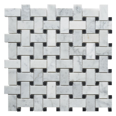 Carreau de mosaïque en marbre blanc Carrara 1 pi x 2 po Carrara