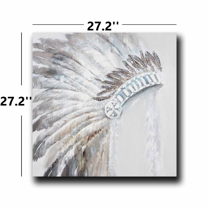 Neutral Feather Headdress Canvas Wall Art