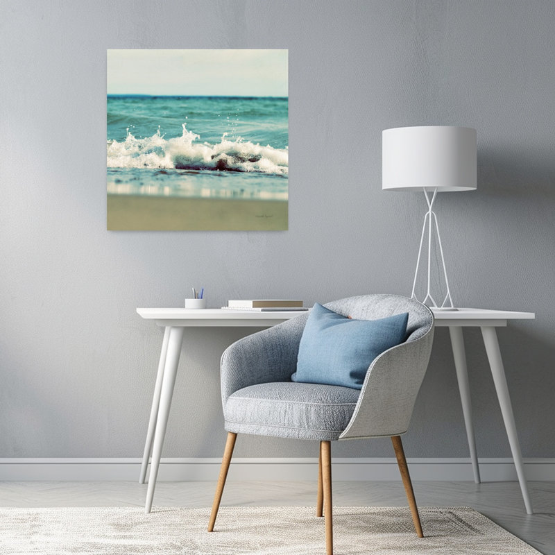 Coastal Mint Cottage Days Ii Crop With Beach Blue Art, H 24 po x l 24 po