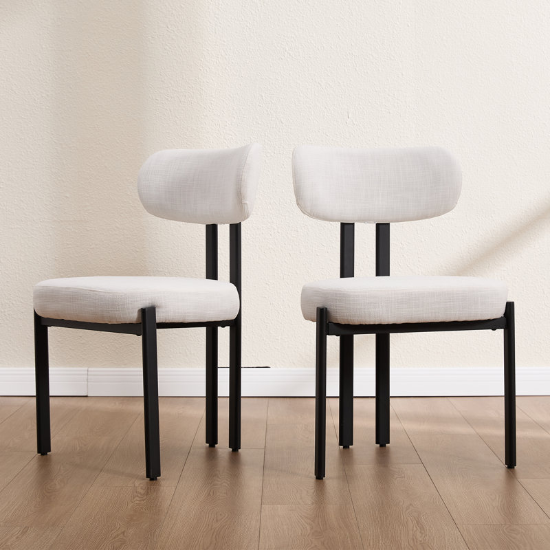 Upholstered Dining Chair With Metal Frame, Modern Side Chair For Kitchen/Dining Room, Beige