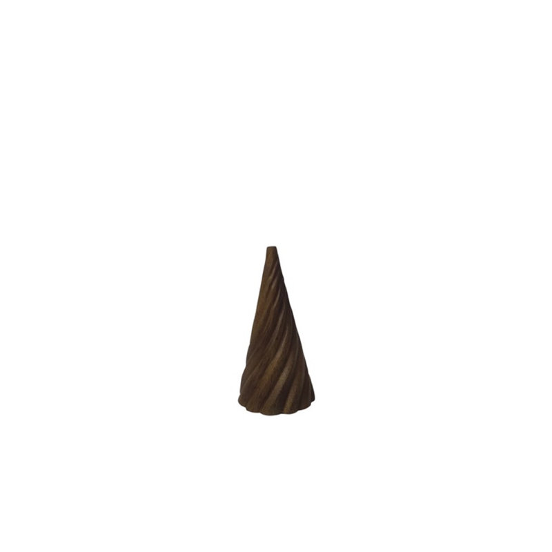 Med Christmas Tree w/Wavy Pattern Dark Strain Natural Dia 5.6", 14" H x 14.2" W x 14.2" D, Dark Natural