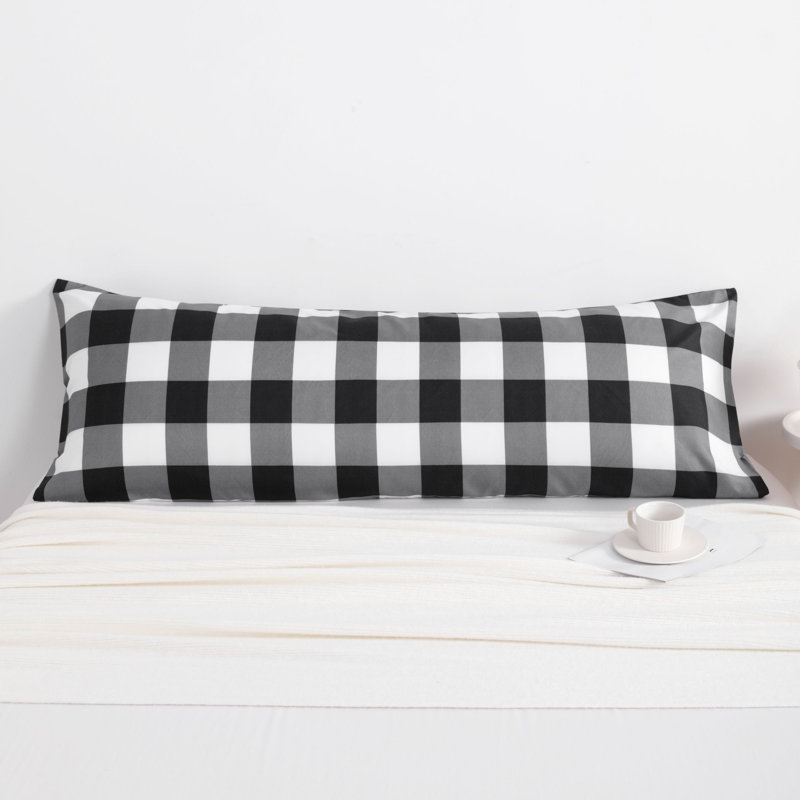 Vertical Pillowcase,1800TC Brushed Microfiber & No-Gap Seal?, Black/White Plaid