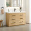 Ensemble de meuble-lavabo simple 48 po en chêne blanc avec miroir artificiel Abia sans miroir Abia