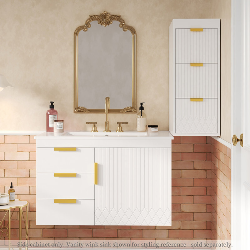 Armoire murale flottante, armoire latérale avec tiroirs, armoire d'appoint, Blanc