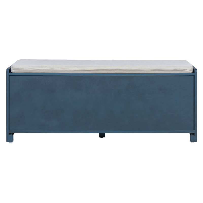 Banc à chaussures, Bleu marine antique / beige