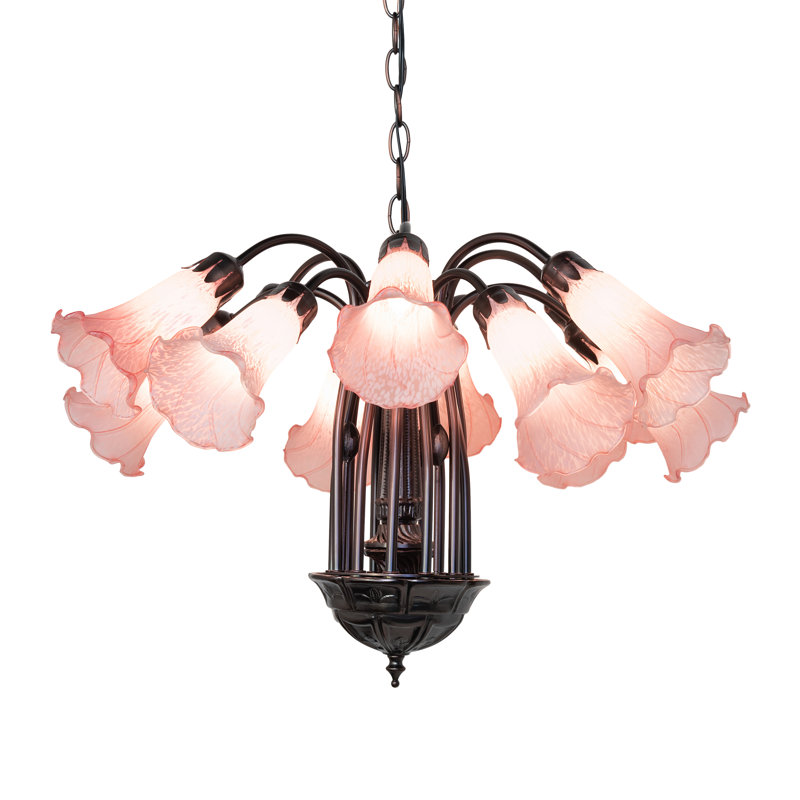 Tiffany 12 - Light Chandelier, Pink