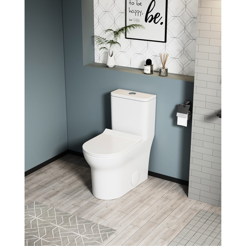 White Ceramic Toilet, 1.1/1.6 , Elongated, Comfort Height, & One White, Comfortable Form