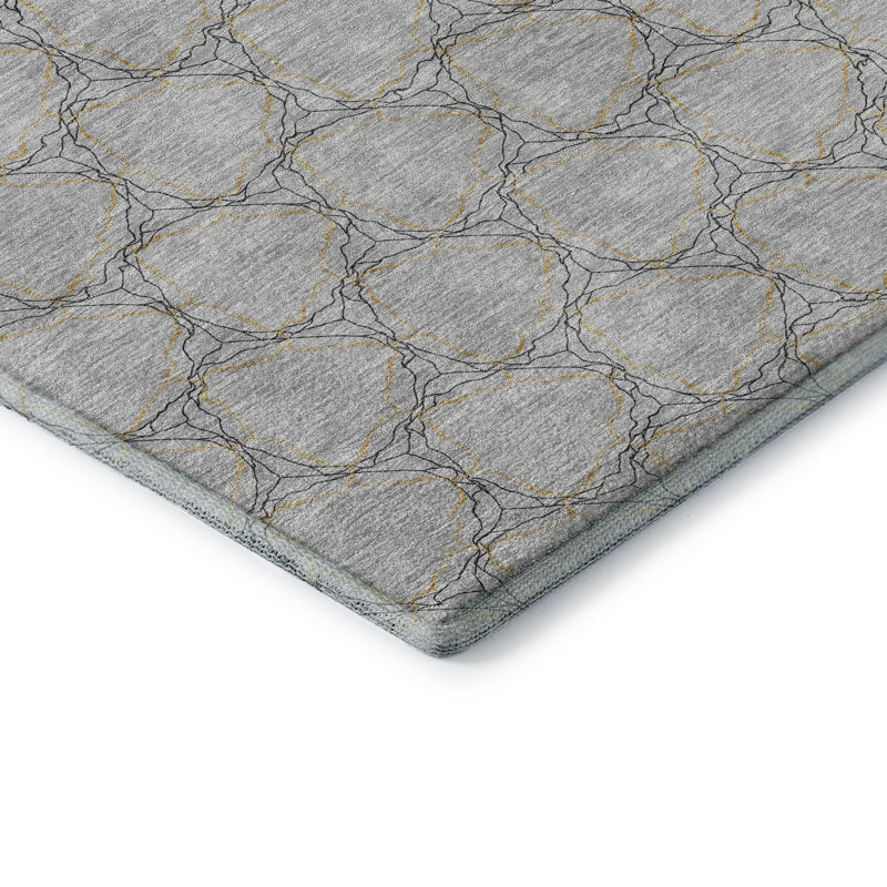 Premium Machine Washable Prisco Gray Rug, Rectangle 2'6" x 3'10"