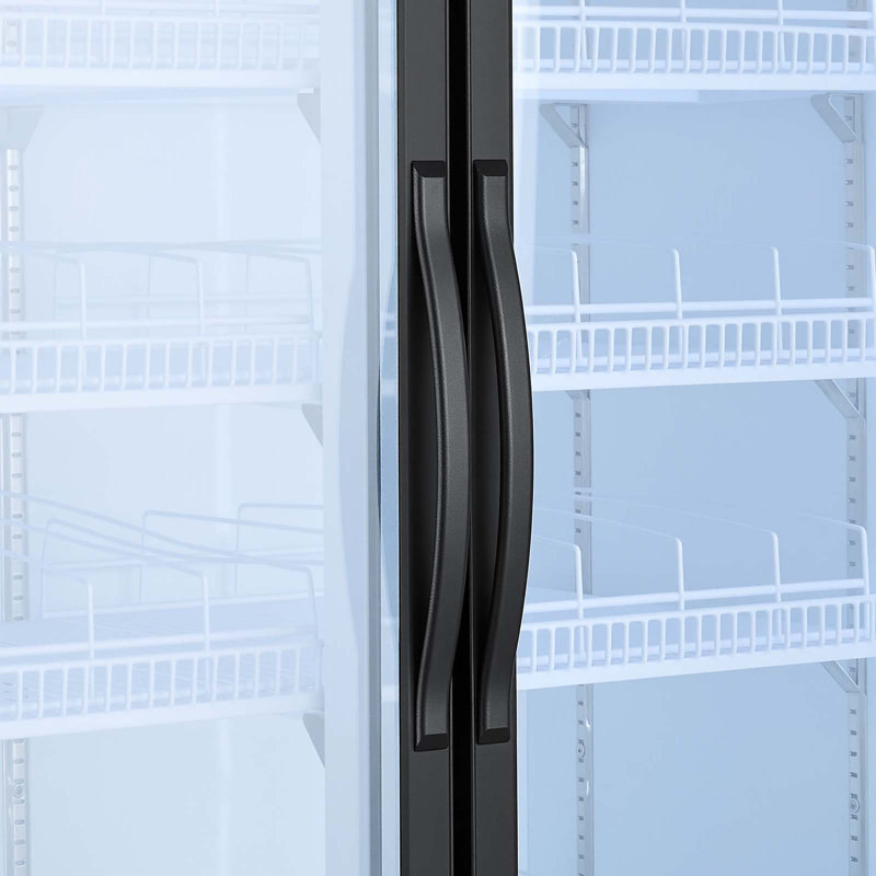 Réfrigérateur commercial pour marchandise, refroidisseur de boissons vertical 24,9 pieds cubes / 705L, réfrigérateur à 2 portes vitrées avec 5 tablettes réglables, lumière DEL douce et roulettes pour les bars et les magasins