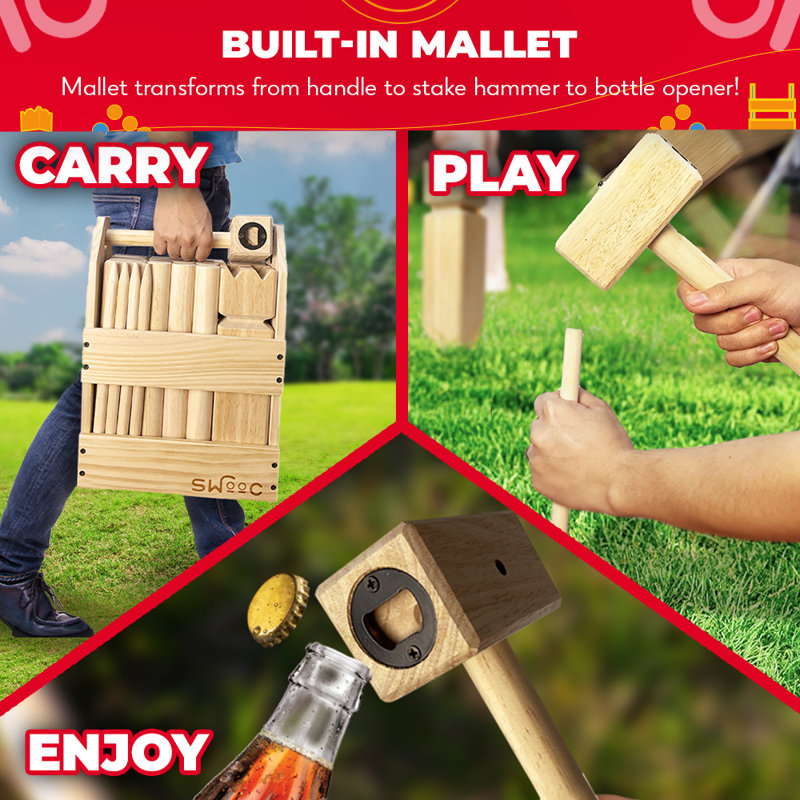 Kubb Yard Game with Crate
