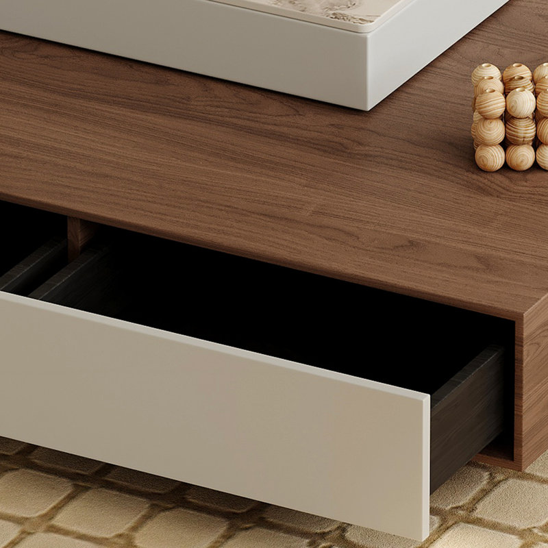 Simple rotating square stone slab coffee table