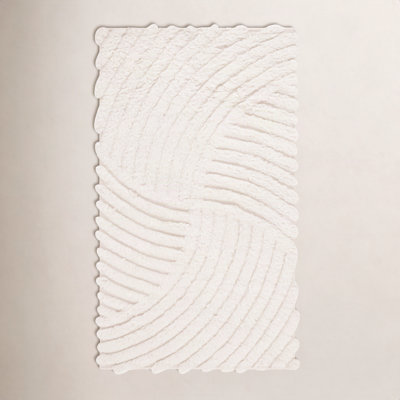 Abriel Ivory Hand-Woven Abstract Wool Rug