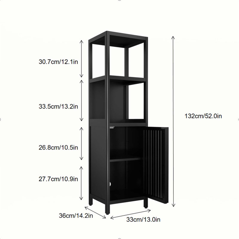 Linen Tower Bamboo Storage Cabinet, Black