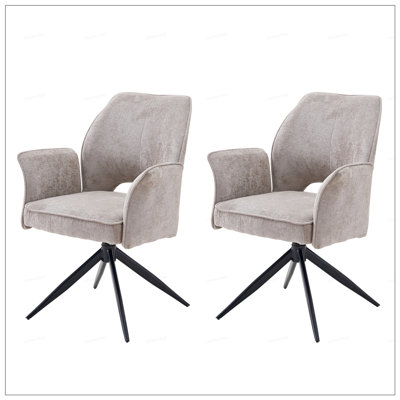 Modern Rotating Dining Chair Set of 2, Comfortable Cushioned Armchairs for Kitchen, Living Room, and Home Office.