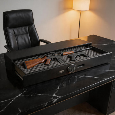 Heavy Duty Drawer Style Slider Safe For Rifles, In Trunk Or Under Bed, 22.5 Inches Depth