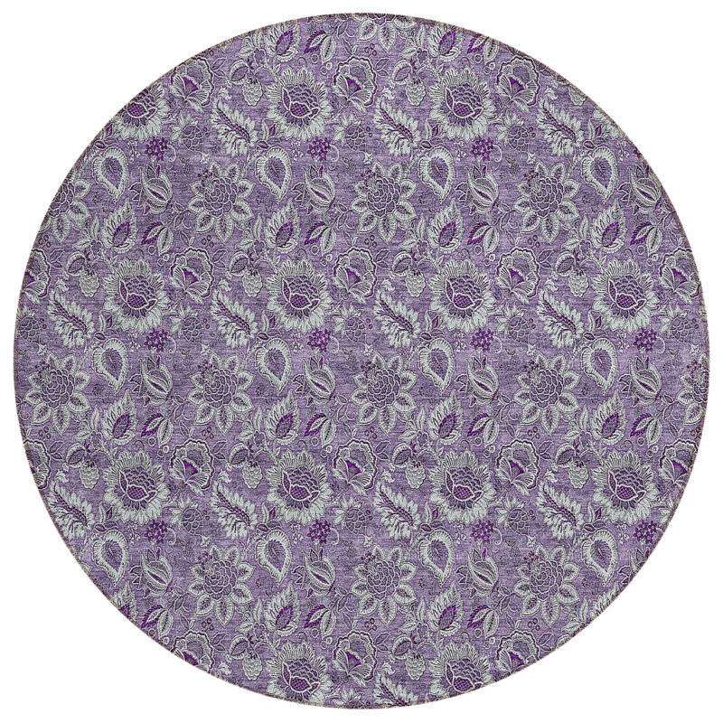 Floral Indoor / Outdoor Rug, Round 8'