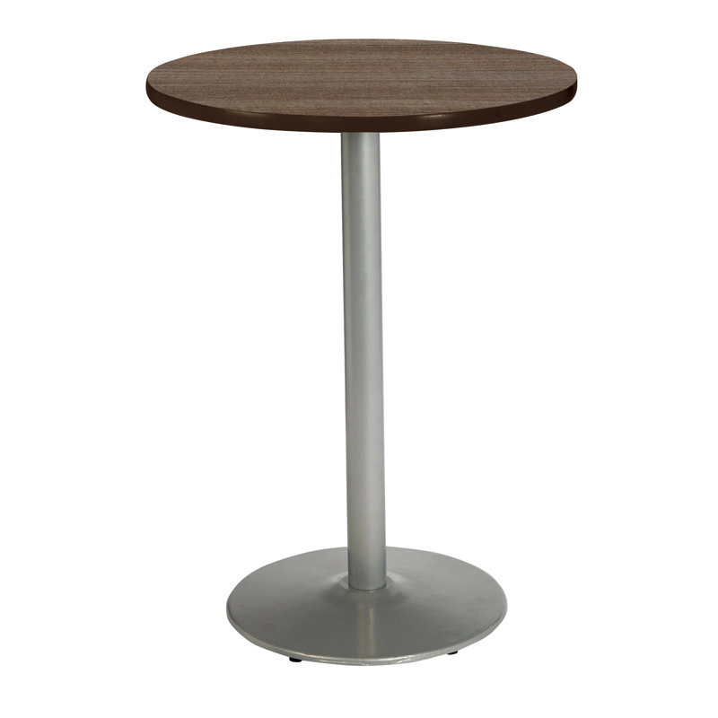 Mode Round Breakroom Dining Table, Studio Teak, Silver, 41" H x 48" L x 48" W