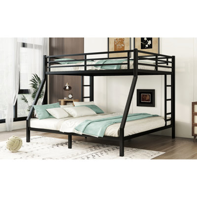 Lit superposé en métal sur très grand lit, noir. Pour les adolescents et les adultes. Space Innovation. Bruit - sommeil. Cadre. Pas de sommier tapissier. Rangement sous le lit. 2 échelles latérales. Économie d'espace et stabilité. Bruit réduit.
