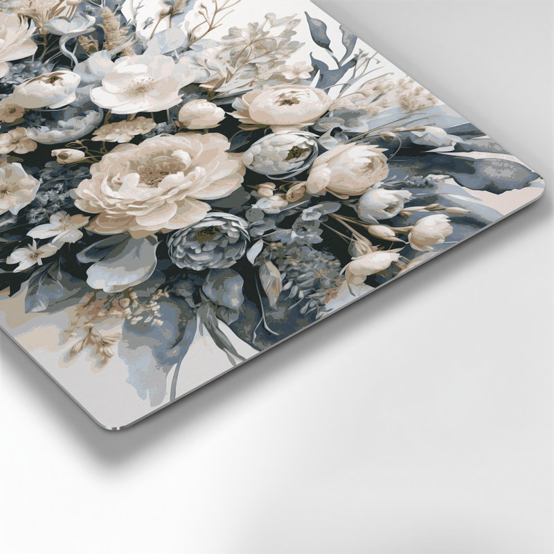 Aquarelle, art floral 5 gris, H 18 po x l 12 po
