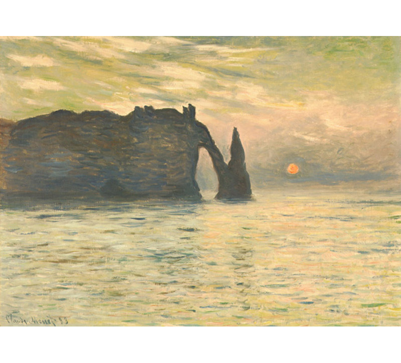La falaise, Etretat, coucher de soleil, 1883, H 13 po x l 18 po