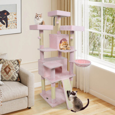Arbre à chat de 65 po de hauteur multi-niveaux avec 3 perchoirs et 2 condos
