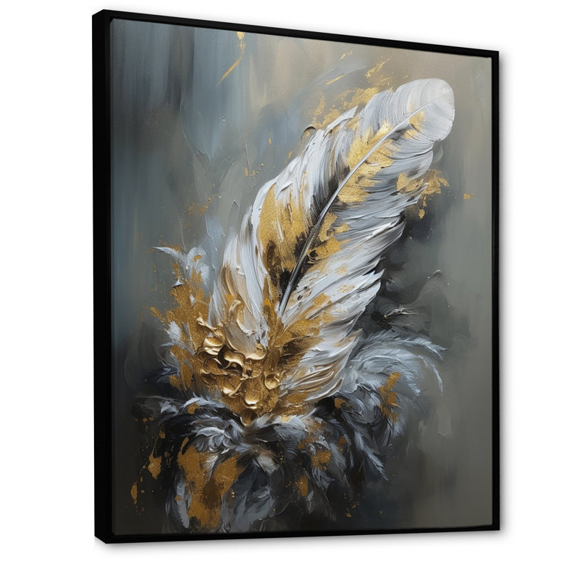 «Rossing Gold Boho Chic Feathers IV» sur impression sur toile, H 20 po x l 12 po x P 1 po, Cadre flottant noir
