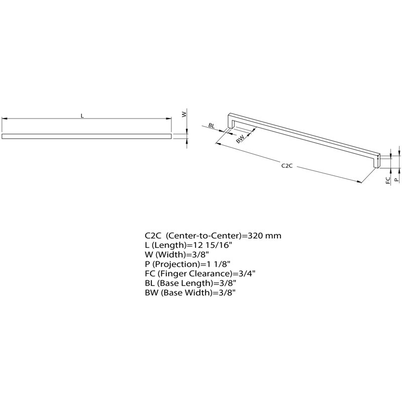12 9/16" Center to Center Bar Pull, Champagne Bronze