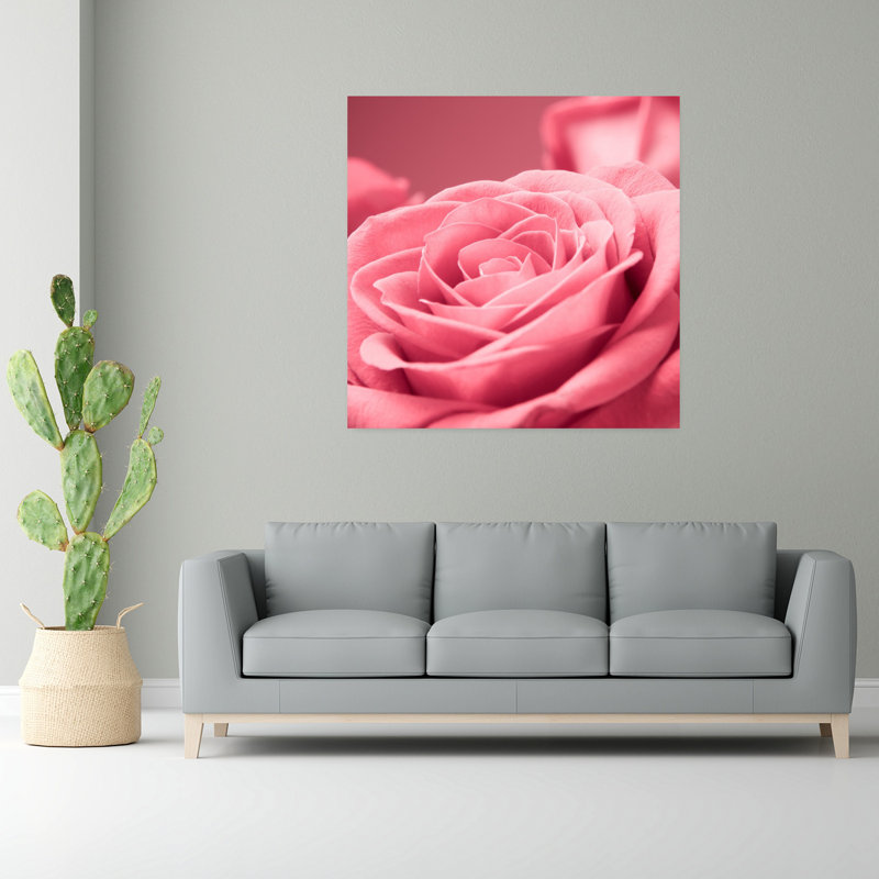 Art floral contemporain abstrait rose, H 48 po x l 48 po